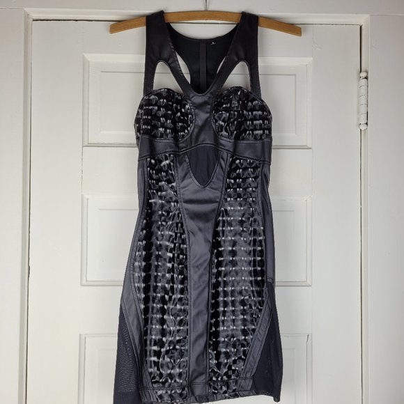 Lip Service Cult Holographic Neurotransmission Cyber Gothic Fetish Dress Small - Picture 3 of 13